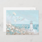 淡青と白の海岸風景 ポストカード (正面/裏面)