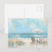 淡青と白の海岸風景 ポストカード (正面/裏面)