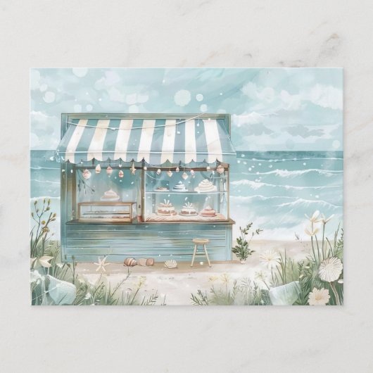 淡青と白の海岸風景 ポストカード (正面)
