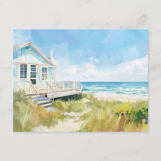 淡青と白の海岸風景 ポストカード (正面)