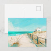 淡青と白の海岸風景 ポストカード (正面/裏面)
