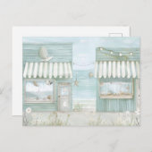 淡青と白の海岸風景 ポストカード (正面/裏面)