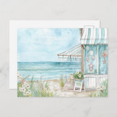 淡青と白の海岸風景 ポストカード (正面/裏面)