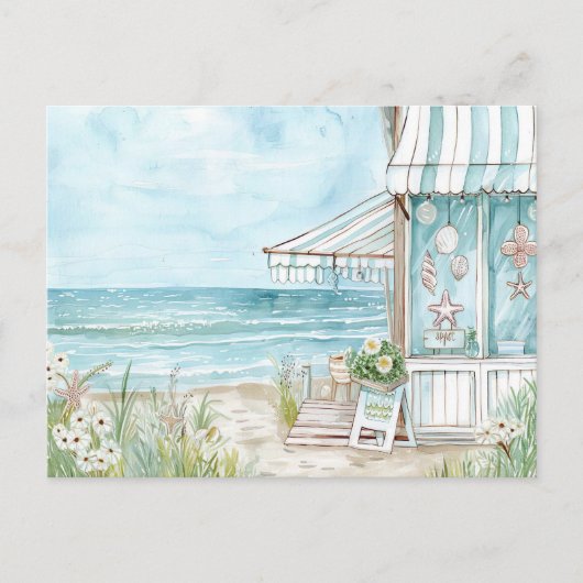 淡青と白の海岸風景 ポストカード (正面)