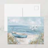 淡青と白の海岸風景 ポストカード (正面/裏面)