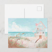 淡青と白の海岸風景 ポストカード (正面/裏面)