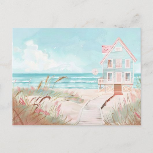 淡青と白の海岸風景 ポストカード (正面)