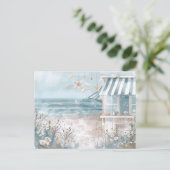 淡青と白の海岸風景 ポストカード (スタンド正面)