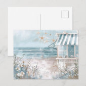 淡青と白の海岸風景 ポストカード (正面/裏面)