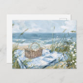 淡青と白の海岸風景 ポストカード (正面/裏面)