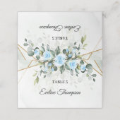 淡青エレガントの花ユーカリと金ゴールド プレイスカード (外部開封)