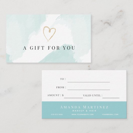 淡青エレガント水彩贈与証 名刺 (正面/裏面)