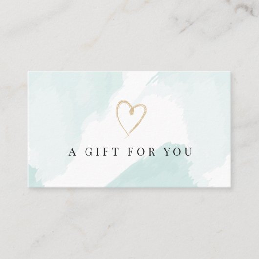 淡青エレガント水彩贈与証 名刺 (正面)