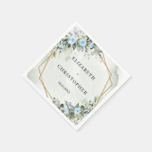 淡青エレガント花ユーカリ金ゴールド結婚ズ スタンダードカクテルナプキン (角)