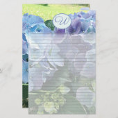淡青紫陽花文紙モノグラム 便箋 (正面/裏面)
