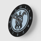 淡青色との黒の種族のスタイルのウミガメ ラウンド壁時計 (傾斜)