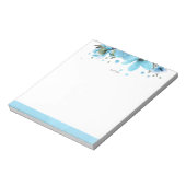 淡青色と水色の花 ノートパッド (回転)