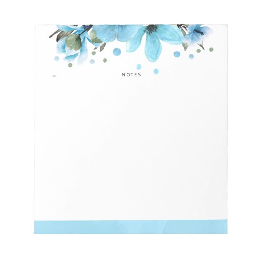 淡青色と水色の花 ノートパッド (正面)