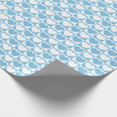 淡青色と白のパター市松模様にン(ハート付き) ラッピングペーパー (角)