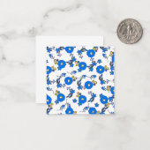 淡青色と黄色のフローラ ノートカード (正面/裏面インサイチュ)