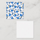 淡青色と黄色のフローラ ノートカード (正面/裏面)