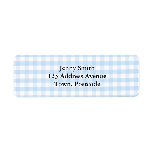 淡青色のギンガムパターン ラベル (正面)