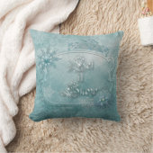 淡青色のクリスマスの枕 クッション (ブランケット)