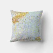 淡青色の水彩及び金ゴールドフォイル紙吹雪 クッション (裏面)