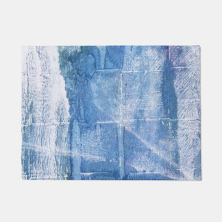 淡青色の水彩画 ドアマット