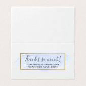 淡青色の水色のモダン金ゴールドサンキューカード (外部フラット)