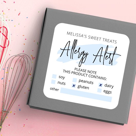 淡青色の水色アレルギー警告警告の スクエアシール