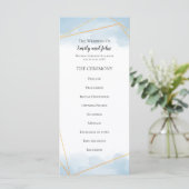 淡青色の水色金ゴールドのジオメトリックライ結婚ン プログラム (スタンド正面)