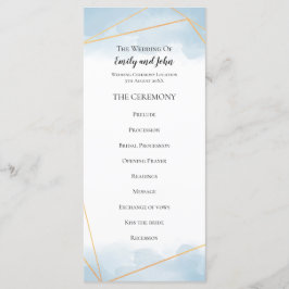 淡青色の水色金ゴールドのジオメトリックライ結婚ン プログラム