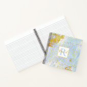 淡青色の水色、金ゴールド紙吹雪モノグラム ノートブック (内部)