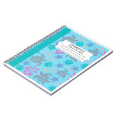 淡青色の背景にウミガメ ノートブック (左側)