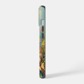 淡青色の背景にブテフライ iPhone 15ケース (左側面)