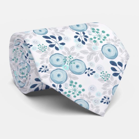 淡青色の花 ネクタイ (ロール)