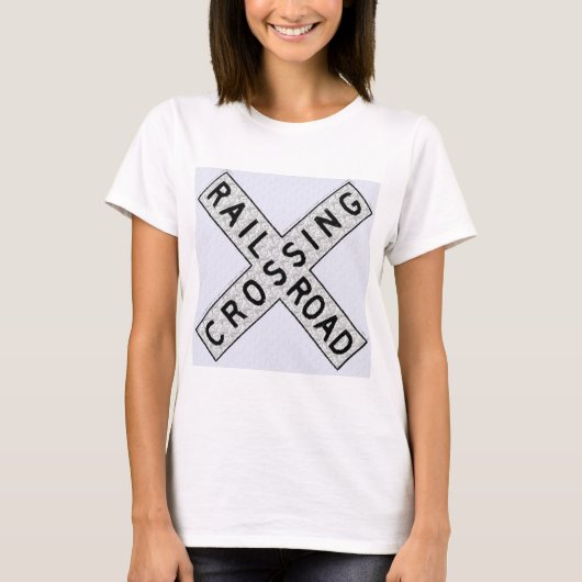 淡青色の踏切の印 Tシャツ (正面)
