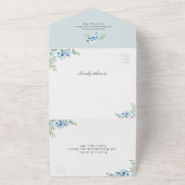 淡青色水色結婚フローラ  オールインワン招待状 (外側)