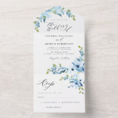 淡青色水色結婚フローラ  オールインワン招待状 (内側)