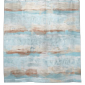 淡青茶色ホワイトウォーター色のストライプ シャワーカーテン (正面)