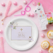 淡魅力的紫金ゴールド花洗礼 ペーパープレート (パーティー)