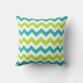 淡黄緑およびティール(緑がかった色)のシェブロンのジグザグ形の枕 クッション (裏面)