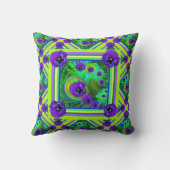 淡黄緑の春の緑の紫色のパンジーの花柄 クッション (裏面)