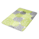 淡黄緑の灰色のダリアの花柄の花の花 バスマット (アングル)