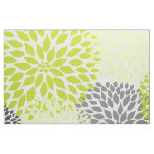淡黄緑の緑の灰色のはっきりしたで大きいダリアのデザイン ファブリック (ファットクウォーター)