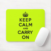 淡黄緑のKeep Calm and Carry On (黒) マウスパッド (マウス)