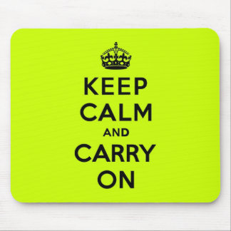 淡黄緑のKeep Calm and Carry On (黒) マウスパッド