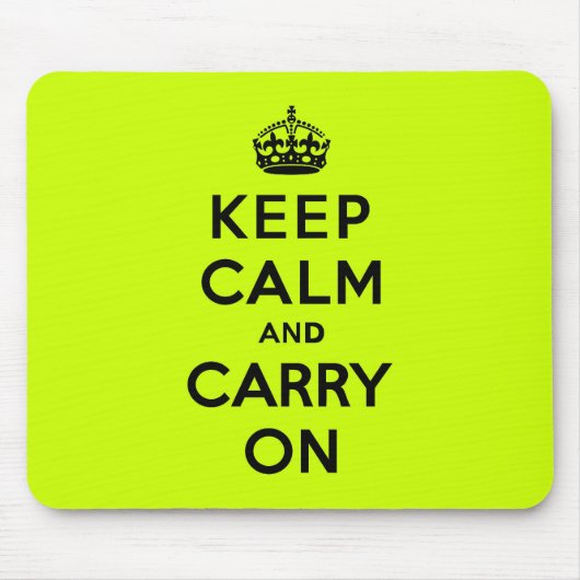 淡黄緑のKeep Calm and Carry On (黒) マウスパッド (正面)