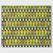 淡黄緑v2のサンタのユーモアのあるな疲れさせたペンギン ラッピングペーパー (フラット)